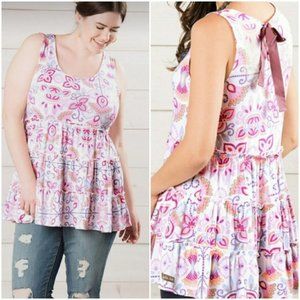 Matilda Jane | Breathe Deeply Tunic Top Floral Sleeveless Tiered Tank(1052)